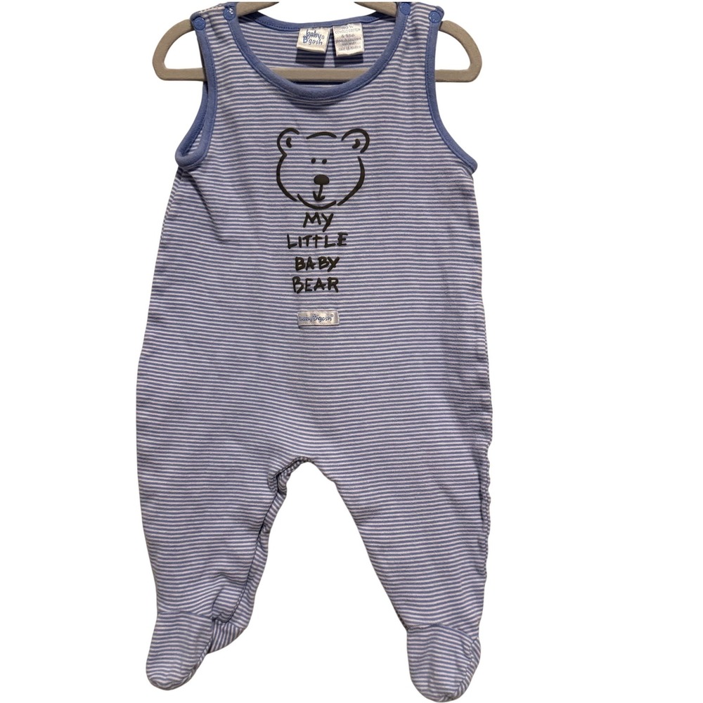 Vintage Y2K Oshkosh Bgosh striped sleeveless blue bear foot outfit boy 6-9 month